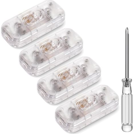 Interrupteur Bipolaire - 4 Pièces - PC Transparent - 250V 6A - Pour Lampe et Petit Appareil - Fil Rond ou Plat