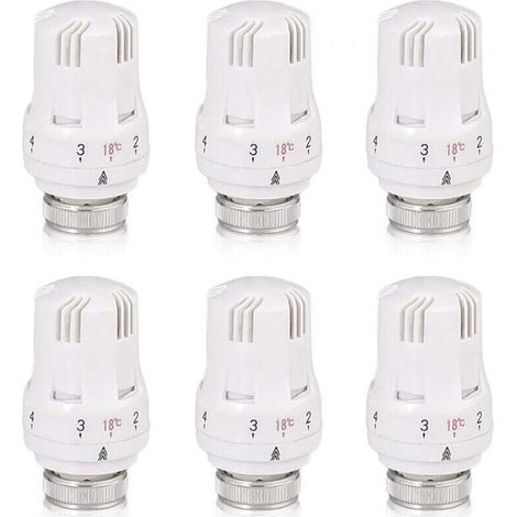 Thermostat-Heizkörperkopf M30 x 1,5, Thermostatventil, 6 Stück für Büro und Zuhause