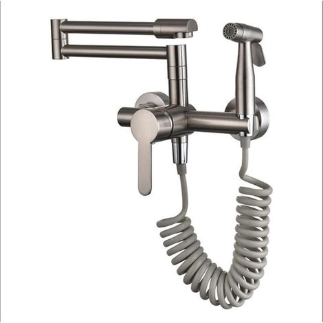 Robinet de remplissage de pot Robinets de cuisine FODABLABLES Laiton Solide Cuisine Cuisine Mélangeur Tap Tap Tap Tap Tapeul Chaud et froid Monté avec un mélangeur d'évier tournant pistolet Robinet pl (1/5)