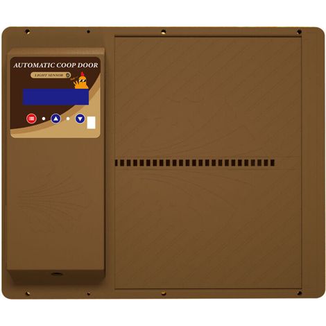 Hühnerstalltür mit Timer, LED-Anzeige, programmerbare automatische Öffnung, horizontal Öffnung, für Hühner, Enten, Gänse, brown (1/4)