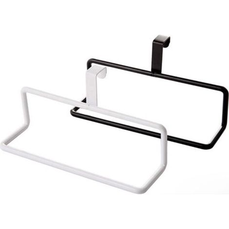 Porte-serviettes à suspendre à l'intérieur ou à l'extérieur d'une porte de placard, multifonctionnel, pour serviettes à mains, torchons, essuie-tout. Support de rangement en fer. (1/5)