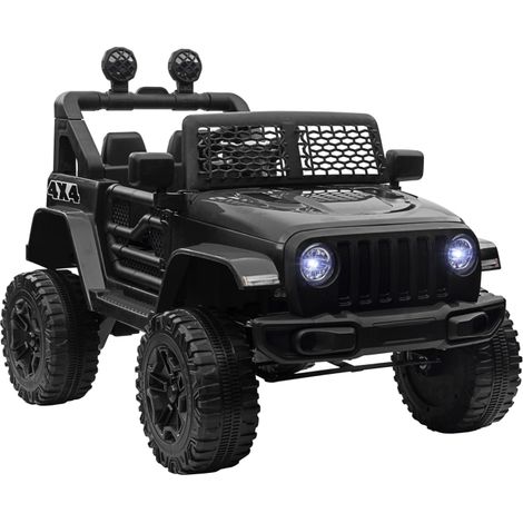 Kids Electric Ride On Car 12V Off Road Toy with Parental Remote Control 2 Motors Horn Lights Suspension Wheels for 3-6 Years Old Black