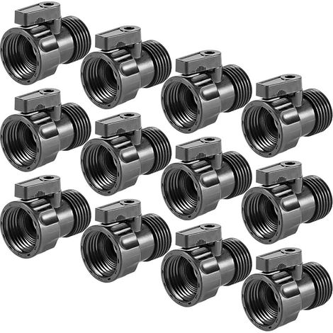 12er-Pack 3/4"-Absperrventil für Gartenschläuche aus Kunststoff, Standard-Wasserabsperrventil, Kugelhahnkupplung, Teleskop-Schlauchsteuerung (1/5)