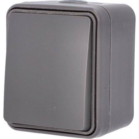 UNITEC Pulsante AP/FR Aqua, da parete, adatto per ambienti umidi, IP54, per interni ed esterni, antracite, 1 pezzo (1/4)