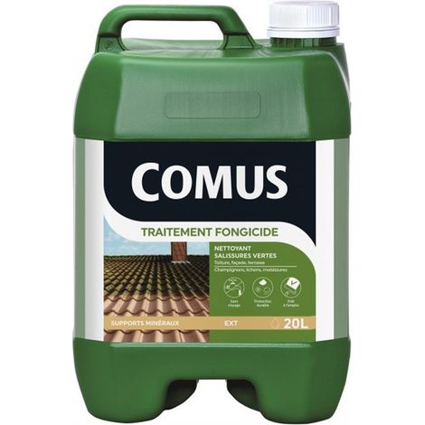 Comus – Traitement anti-mousse et algicide 20L – Pour toitures, murs et façades – Fabrication française – Élimine lichens et algues (1/5)