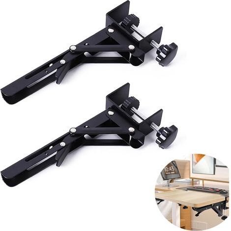 Extension Bureau,Tablette Pliante Pour Clavier Support Pliant Non Perforant Support d'Extension Pliable Pour Ordinateur Et Bureau (2 Noirs) (1/5)
