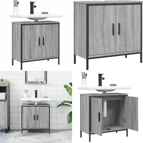 Waschbeckenunterschrank Grau Sonoma 60x30x60 cm Holzwerkstoff - Badezimmermöbel - Waschbeckenunterschrank - Holzwerkstoffschrank - Grau Sonoma - Unterschrank - Home & Living