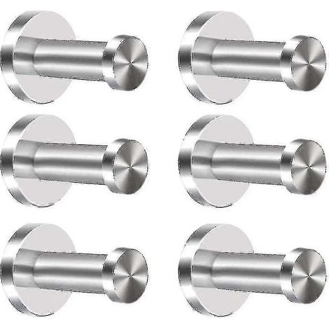 Crochet pour peignoir (lot de 6) en acier inoxydable 304, fixation murale, crochet de porte cylindrique chromé, crochet pour serviette, crochets robustes en nickel brossé pour peignoirs de porte. (1/5)