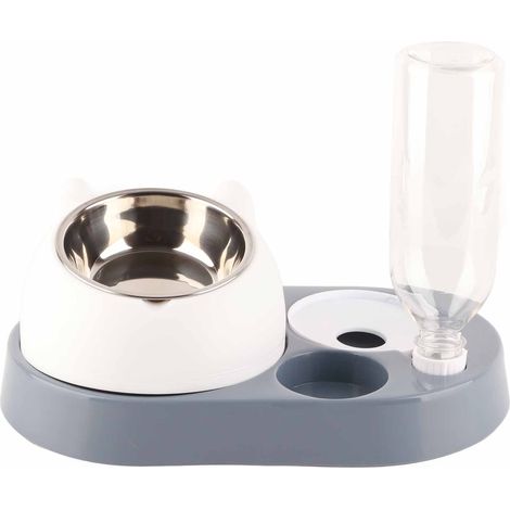 Bol Antidébordement Chat Chien - Principe Siphon Acier Inoxydable - Support Surélevé Détachable - Pour Nourriture Et Eau - Ensemble 4 En 1 (1/5)