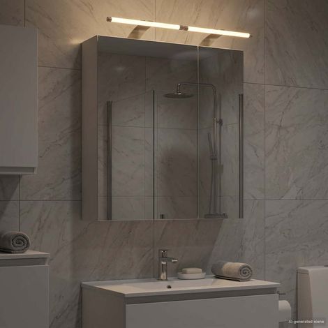 Armario con espejo de baño con estante 60 x 14,5 x 70 cm