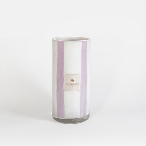 Vaso vetro artigianale decorato a mano idea regalo Millerighe H 26 - Lilla