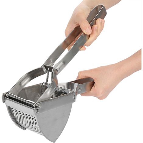 Presse-purée en acier inoxydable pour pommes, fruits, viande - Hachoir broyeur manuel d'aide culinaire (1/5)