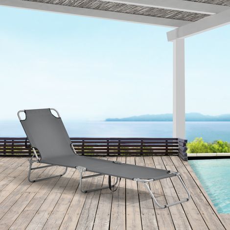 Tumbona Plegable Carcao 186 x 55 x 24 cm hasta 110 kg Gris oscuro [casa.pro] (1/5)