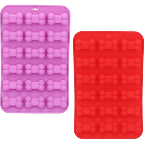 2 Pièces Moule à Glace en Silicone en Forme d'Os, 18 Cavités pour Chocolat et Gâteaux - Accessoire DIY Pâtisserie (1/5)