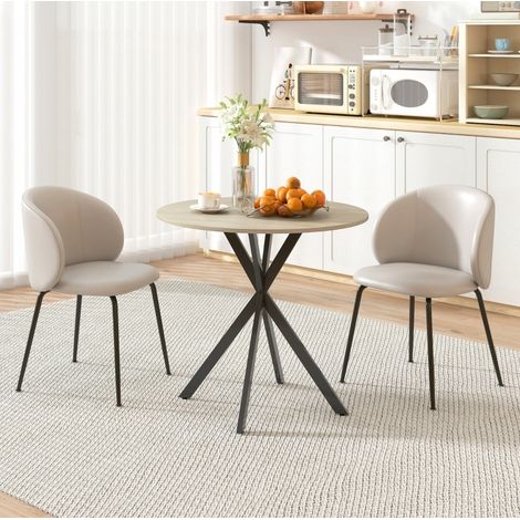 Runder Esstisch Ø80 x 75 cm für 2 Personen, Industrial-Stil, Eiche HAVRYA (1/5)