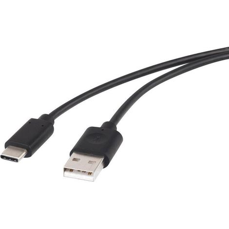Câble USB USB 2.0 USB-A mâle, USB-C® mâle 1.50 m noir contacts dorés RF-4288950 W508371 (1/2)