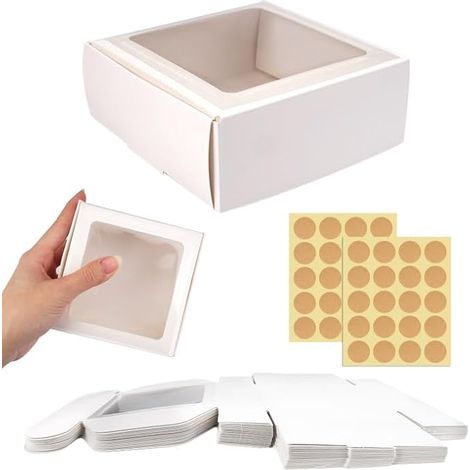 20 Small Transparent Gift Boxes, Kraft Box with Window (1/5)
