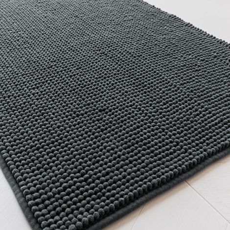 Tapis de Bain Antidérapant 60x120cm, Moelleux, Gris Foncé (1/5)