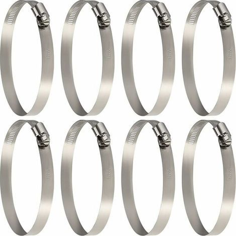 8 abrazaderas ajustables de acero inoxidable para mangueras, de 91 a 114 mm, tamaños surtidos para asegurar mangueras flexibles y rígidas. (1/5)