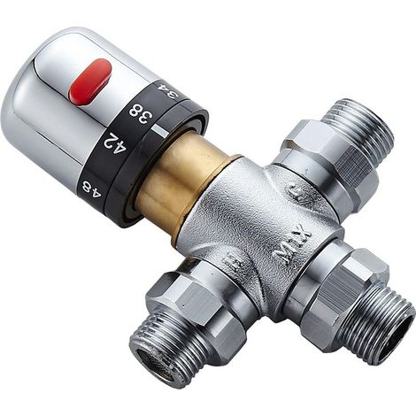 3-Wege-Thermostat-Mischventil, DN15-Temperaturregler-Badarmatur und G1/2 NPS-Außengewinde-Duschwassermischerventil (1/5)