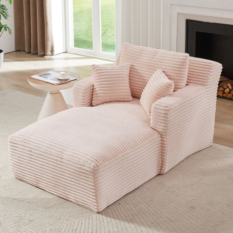 Chaise longue 1 place en velours côtelé, 166x100x82 cm, rose, OKMYHOME (1/5)