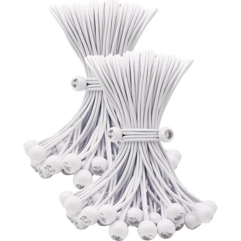 Spanngummis mit Kugel 25 cm, 100 Stück, weiß, für Planen & Camping (1/5)