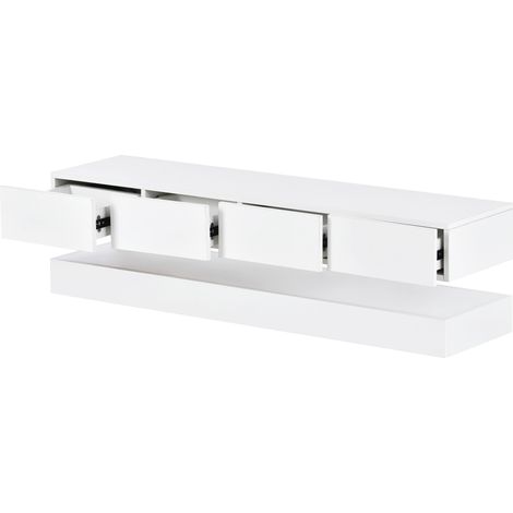 Mueble TV suspendido LED 130 cm MDF blanco, 2 puertas y 4 cajones, hasta 55" MODENUIT (1/5)