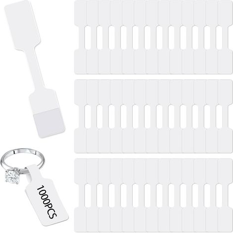1000 etiquetas blancas en blanco con precios para joyería: collares, pulseras, colgantes, cables.