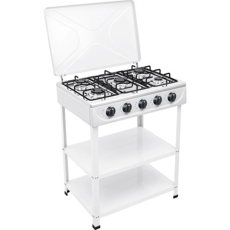 Cucina a gas, a libera installazione, 5 fuochi, accensione manuale, BIANCA (1/2)