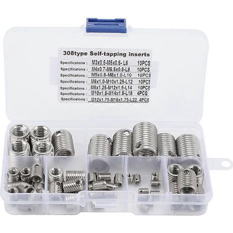 Jeu de 58 inserts de filetage intérieur autotaraudeurs en acier inoxydable pour renforcer le filetage et réparer les filetages