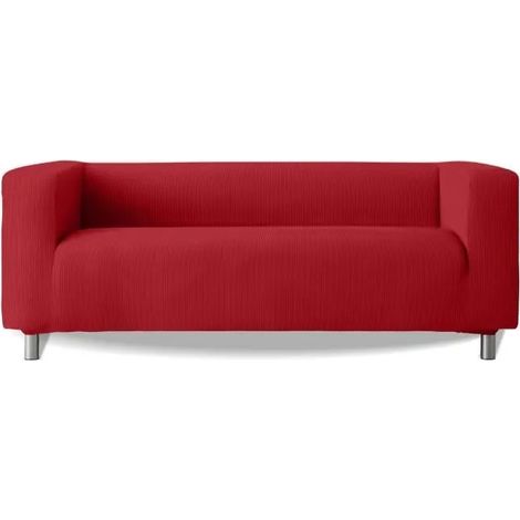 Housse de canapé modèle Klippan tissu multi-élastique avec repose bras haut Aruba - Couleur - Rouge (1/4)