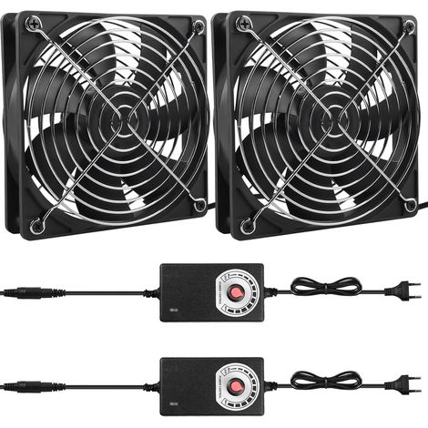2er-Pack 120-mm-Lüfter, 12 V, Drehzahlregelung, 220 V Wechselstrom, Doppelkugellager, leise, für PC, Laptop, Fernseher, Radio, Router, Gehäuse (1/5)
