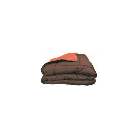 Couette bicolore Polyester Chocolat/Corail 240 x 260 cm - Gamme CALGARY