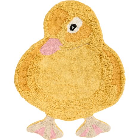 Alfombra de algodón 95 x 120 cm habitación infantil con forma de pato amarillo Duckie (1/5)
