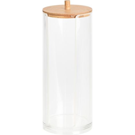 Contenedor de discos de algodón, de plástico, con tapa, 19,5 cm, 1 unidad. (1/4)