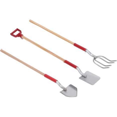 Ensemble de 3 outils de jardin miniatures pour maisons de poupées, échelle 1:12, accessoires d'aménagement paysager, couleur argentée. (1/5)