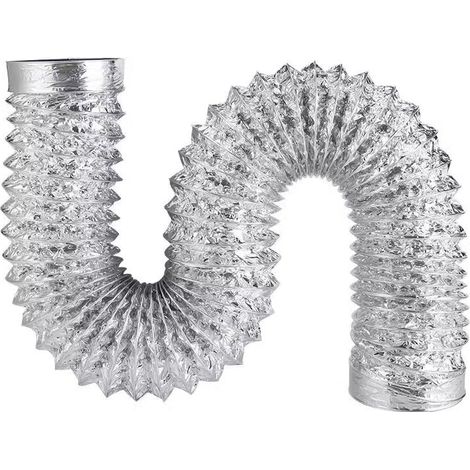 Gaine flexible en aluminium non isolée 8 cm × 2 m (pour systèmes de ventilation) — Tuyau d'évacuation pour hotte de cuisine (1/5)