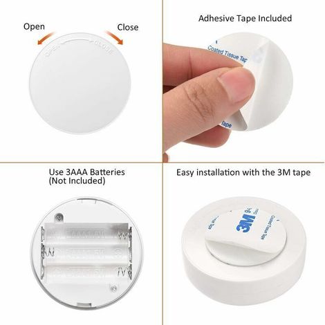 Lot de 6 spots LED 18 W sous meubles de cuisine, sans fil, avec télécommande, étanches (IP44),