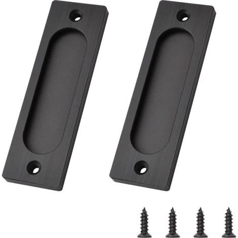 2 Poignées coulissantes,Alliage aluminium,Rectangulaires 100mm,Vis incluses,Porte de grange (1/4)