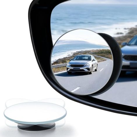 piezas，Espejo redondo pequeño，Espejo para punto ciego，Espejo retrovisor convexo，Espejo retrovisor de 360°，Impermeable，Plateado，5,1 x 1,4 cm (1/5)