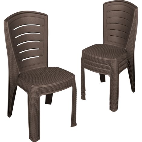 Garronda Lot de 4 Chaises de Jardin Extérieur Empilables Marron GD-0270 (1/5)
