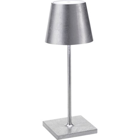 Zafferano Lampada a led da tavolo Poldina Pro Mini Foglia Argento ricaricabile e dimmerabile con batteria fino a 12 ore (1/4)