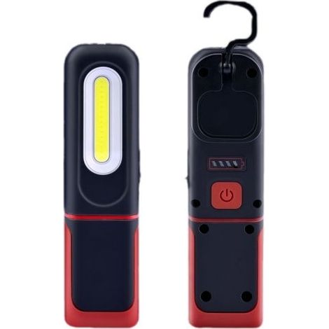 Lampe de travail LED rechargeable, lampe d'inspection 2 en 1, rotation à 360 degrés et lampe de poche LED Cob 3 W avec base magnétique et crochet (1/5)