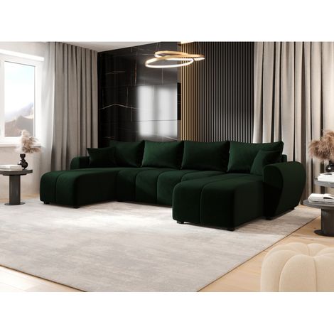 Tendencio – Canapé d’angle convertible en U 311 cm – Fonction couchage 230 x 140 cm – Rangement intégré – Confort mousse polyuréthane T30 (1/2)