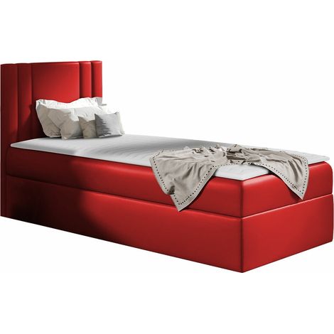 Cama continental Mel I, Soft 010, Continental, Individuales, 90x200, Cuero ecológico, Somieres, 92x208x103cm