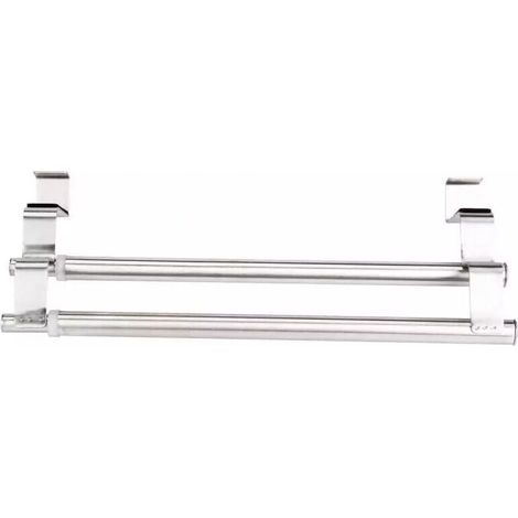 Double, Porte Serviette en Acier Inoxydable pour Portes et Placards, Porte-Torchons Double avec Installation Facile, Sans Perçage- Largeur Extensible (1/5)