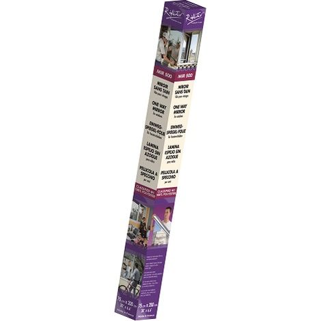 Film adhésif miroir sans tain 75 x 250 cm – Support PET cristal 23 microns – Adhésif acrylique 13 gr/m2 – Résistance thermique -20°C à 80°C – Réflectiv