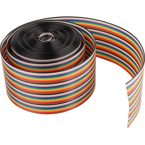 40-adriges Regenbogen-Flachkabel – 5 m – 1,27 mm Rastermaß – 5,08 cm Breite – farbiges Band