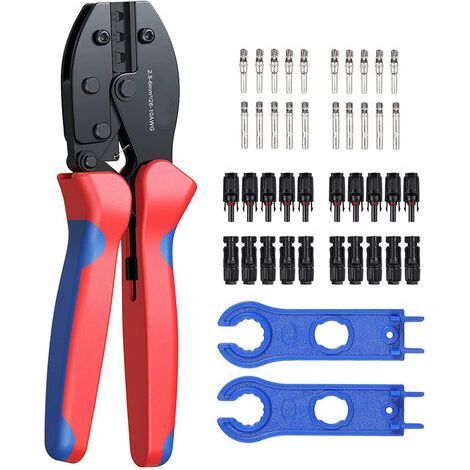 MC3/MC4-Crimpwerkzeug für 2,5/4,0/6,0 mm² Solarkabel + 20 MC4-Stecker/Buchsen für Solarkabel + 1 Paar MC4-Steckverbinderschlüssel (1/5)