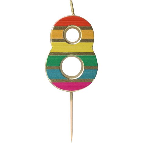 Bougie d'Anniversaire Chiffre 8 Arc-en-Ciel pour Gâteaux Décoration Bougies Numériques Fête Anniversaire Âge Milestone Hauteur 5,5 cm Emballage Recyclé (1/5)
